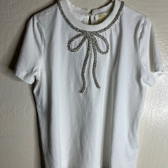 Maeve Short Sleeve Rhinestone Bow Tee - Picture 2 of 5